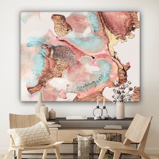 Tableau sur toile Encre - Pastel - Abstrait - 160x120 cm - Décoration murale XXL