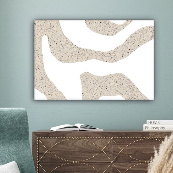 Tableau sur toile Abstrait - Terrazzo - Design - Beige - 90x60 cm - Décoration murale