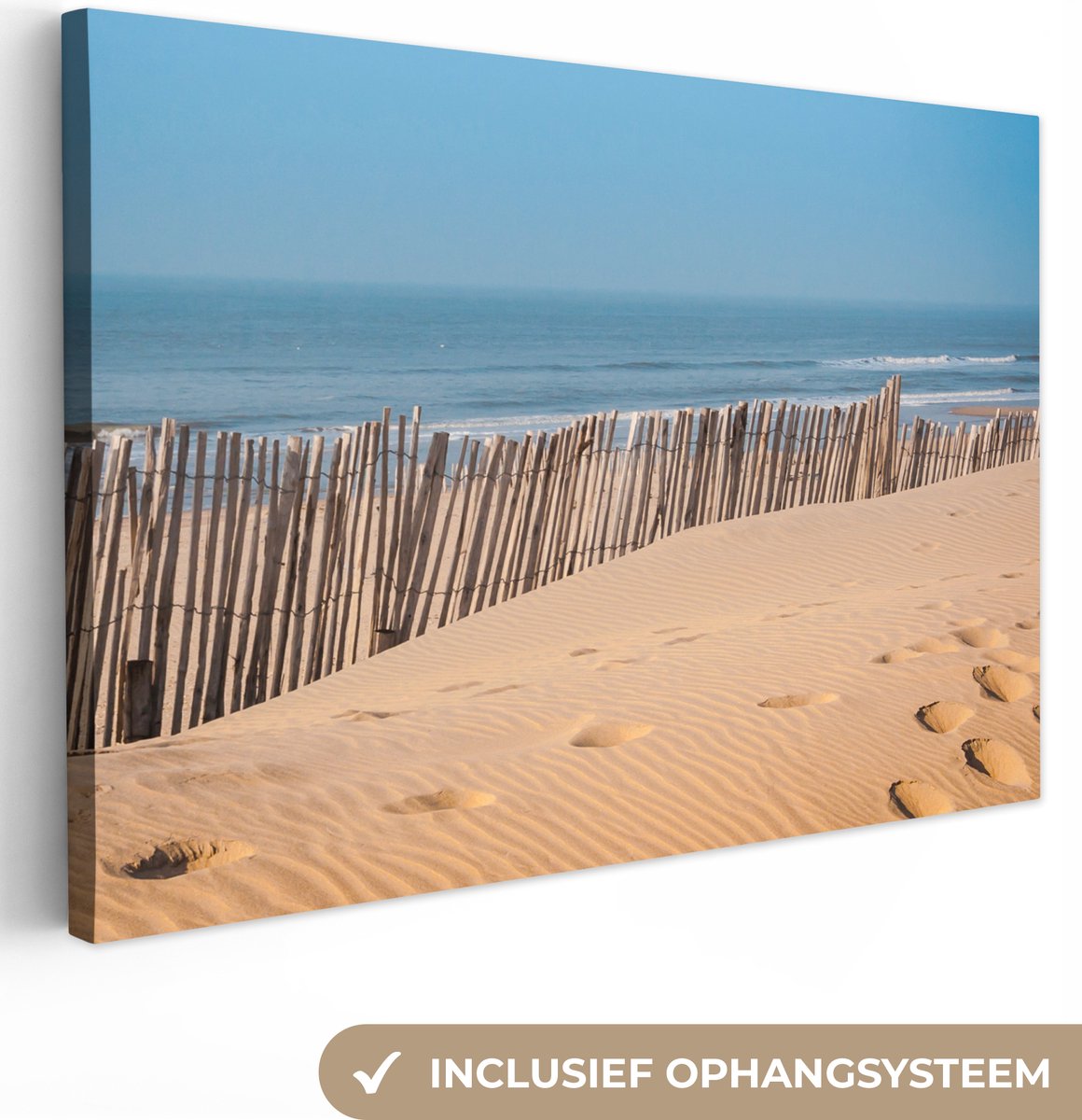 Canvas schilderij 180x120 cm - Wanddecoratie Strand - Palen - Zee - Muurdecoratie woonkame