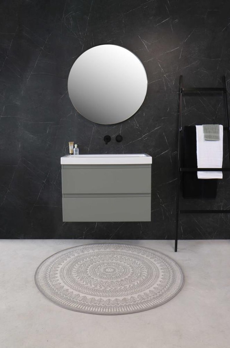Ink Dock Wastafel Polystone zonder kraangat - Mat wit - 80x40 cm