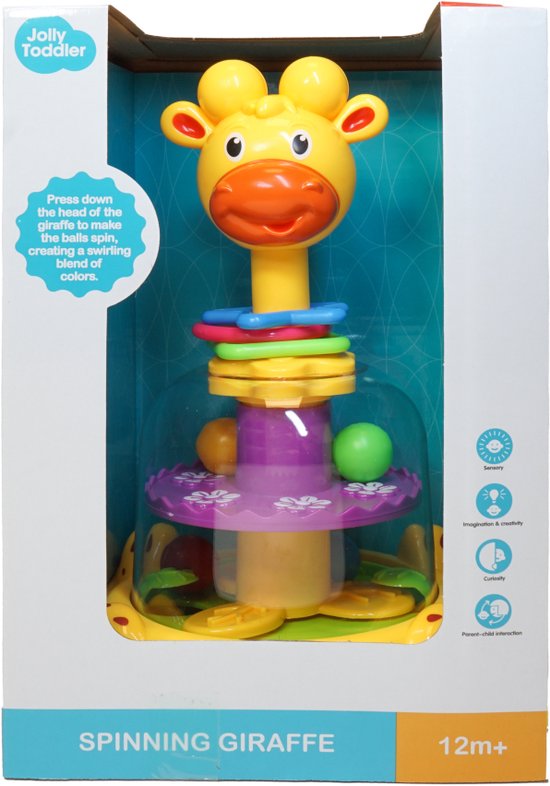 JollyToddler - Rotating Giraffe - Draaiende Giraf - Peuters - Baby - Draaiende Ballen - Kinderspeelgoed - Dieren - Kleuren - Geel van Jollytoddler — afbeelding 5