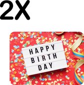 BWK Luxe Placemat - Happy Birthday met Confetti en Slingers - Set van 2 Placemats - 40x30 cm - 2 mm dik Vinyl - Anti Slip - Afneembaar