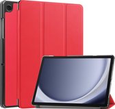 Hoes Geschikt voor Samsung Galaxy Tab A9 Plus Hoes Book Case Hoesje Trifold Cover - Hoesje Geschikt voor Samsung Tab A9 Plus Hoesje Bookcase - Rood