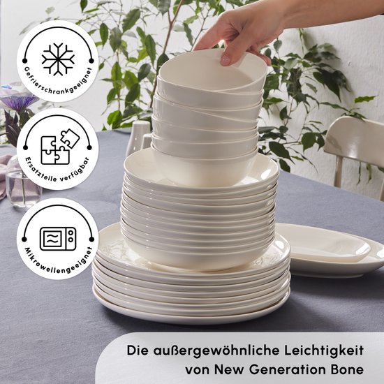 Karaca Allure Serviesset 41-delig - 12 Personen - New Generation Bone - Wit - Luxe Porseleinen Servies - Vaatwasserbestendig — afbeelding 4