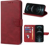 Geschikt Voor iPhone 12 Pro/12 Hoesje - Solidenz Bookcase - Telefoonhoesje - Case Met Pasjeshouder - Cover Hoes - Rood