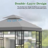 Vervangend dak voor paviljoen, 3 x 3 m, 2-traps pvc-paviljoen, dakdeken, waterdicht, paviljoen, vervangend dak voor metaal, paviljoen, tuinpaviljoen, partytent, tuintent (antraciet)