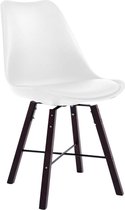 CLP Design retro bezoekersstoel LAFFONT eetkamerstoel, kuipstoel - hout, kunstleer wit cappuccino