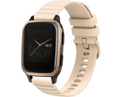 Siliconen bandje - geschikt voor Amazfit GTS / GTS 2(E) / GTS 2 Mini / GTS 3 / 4 (Mini) / Bip (S) / Bip U (Pro) / Bip Lite / Bip 3 (Pro) / GTR 42 mm / Pop (Pro) / Active (2) - beige