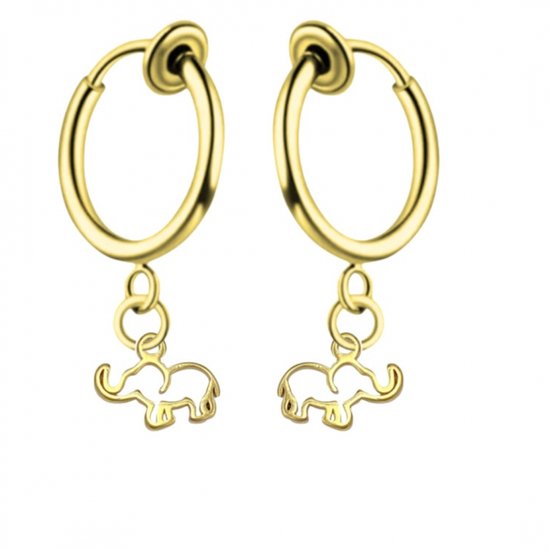 Klem oorbellen -goudkleurig -olifant- geen gaatje- Charme Bijoux