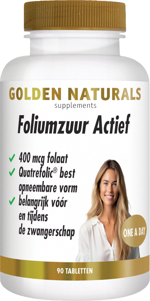 Goedkoopste Golden Naturals Foliumzuur Actief (90 veganistische tabletten