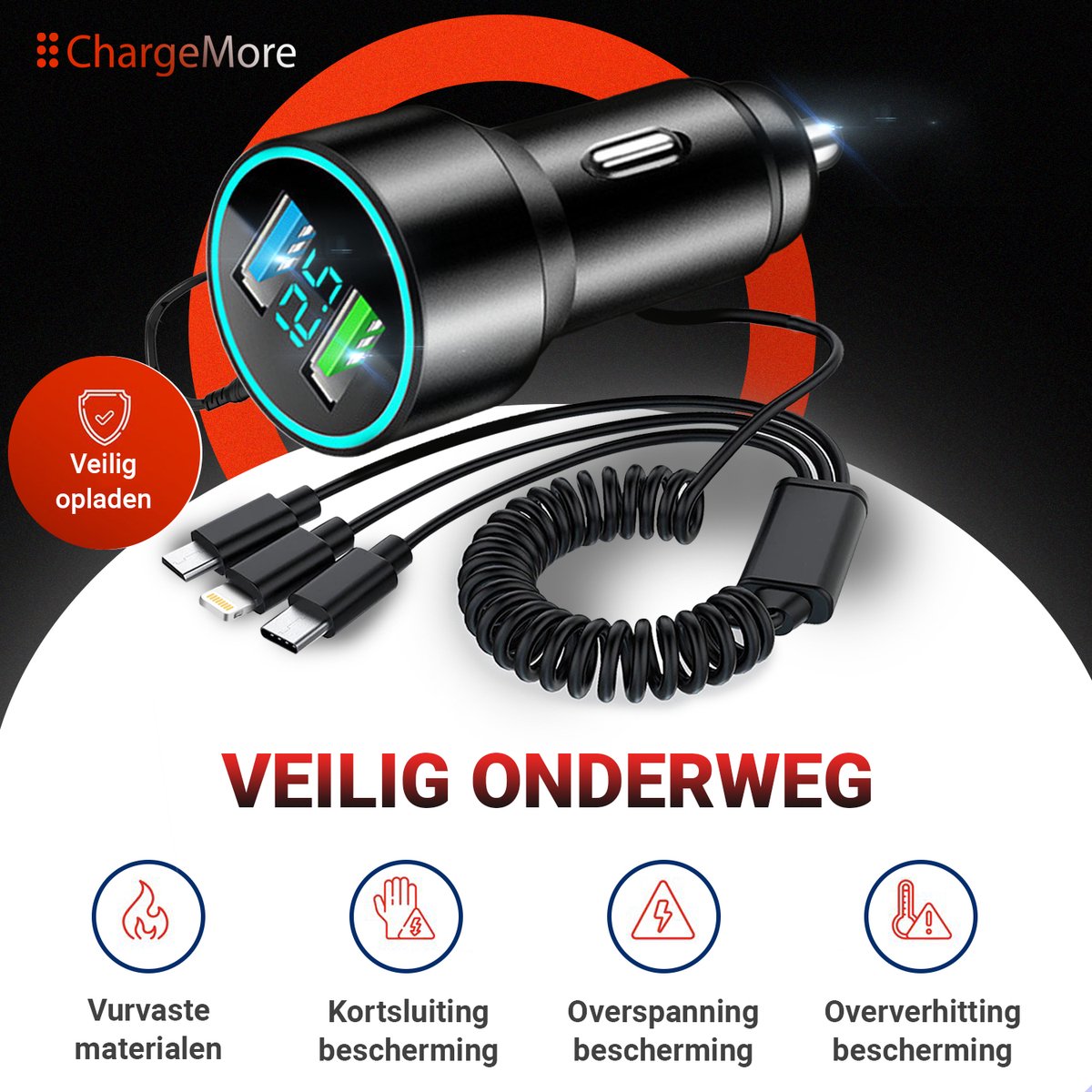 ChargeMore Mini USB Car Charger Zwart - Chargeur de voiture avec 2 ports de  charge USB