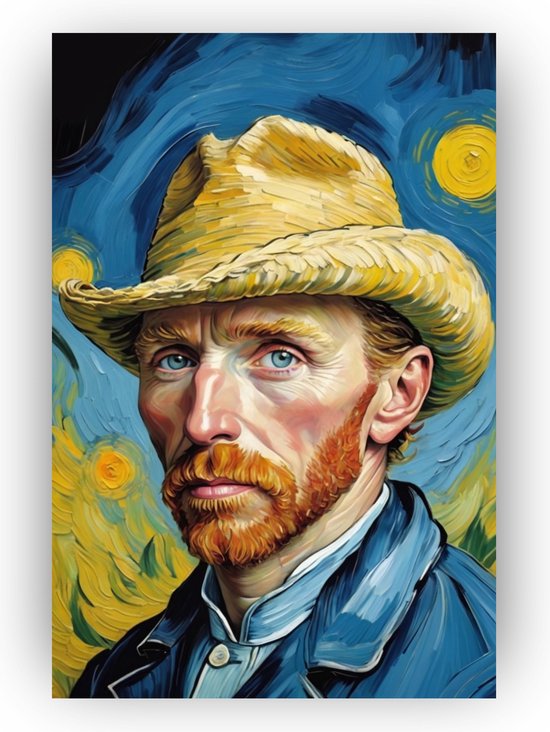 Vincent van Gogh portret - Vincent van Gogh schilderij - Schilderij op canvas Vincent van Gogh - Moderne schilderijen - Canvas - Slaapkamer muurdecoratie - 60 x 90 cm 18mm