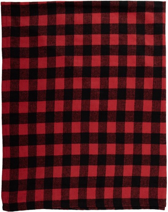 Plaid 130x170 cm Rood Zwart Polyester Ruiten Deken