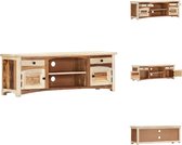 vidaXL Massief Mangohouten TV-kast - 120x30x40 cm - Gerecycled hout - Met 2 deuren - 2 lades en 2 vakken - Kast