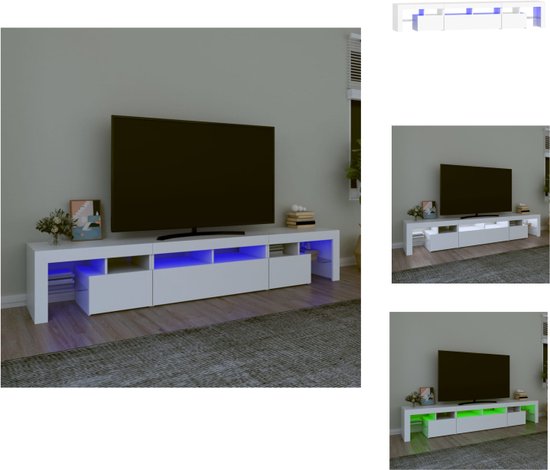 vidaXL TV-meubel X Wit - 230 x 36.5 x 40 cm - RGB LED-verlichting - Kast