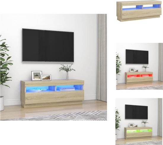 vidaXL Tv-meubel - LED-verlichting - sonoma eiken - 100x35x40cm - USB-aansluiting - Kast