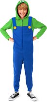 OppoSuits Luigi Kids Onesie - Nintendo Huispak - Kinder Kleding voor Luigi Outfit - Carnaval - Groen - Maat: M - 110/116 - 122/128 - 6-8 Jaar