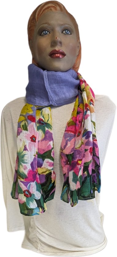 Gloop Colsjaal voor dames, sjaal, doek, zijdeachtig, luchtig, licht met kleurrijk patroon print, Eén Maat