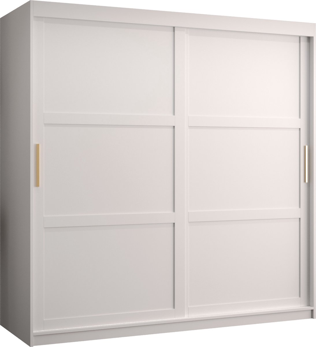 Zweefdeurkast Kledingkast met 2 schuifdeuren Garderobekast slaapkamerkast Kledingstang met planken (LxHxP): 180x200x60 cm - Rumble I (Wit, 180) met lades