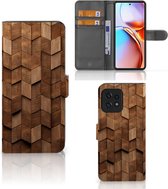 Book Style Case geschikt voor Motorola Edge 40 Pro Wooden Cubes