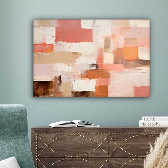 Peinture sur toile - Rose - Abstrait - 60x40 cm - Décoration murale