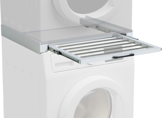CLP Sebastian Wasmachine Aansluitframe - Tussenframe met waslijn Wasmachine verhoger - Wasmachine Sokkel - Universele Wasmachine Onder wit