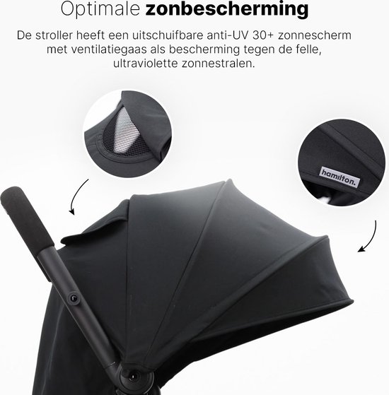 Hamilton by Yoop S1 Plus Buggy - MagicFold™ Technologie - Tot 22 kg - Wandelwagen Compact - Plooibuggy Baby - Inklapbaar - Kinderwagen - Zwart van Hamilton — afbeelding 4