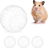 Relaxdays 4x hamsterbal doorzichtig - knaagdierspeelgoed - loopbal kunststof - 14cm