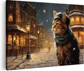 Artaza Peinture sur toile Chat avec une écharpe en hiver - 30 x 20 - Klein - Photo sur toile - Impression sur toile