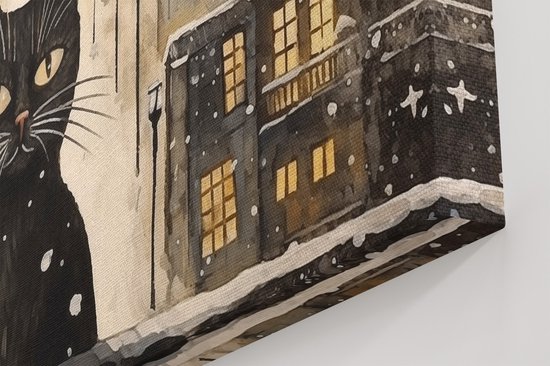 Artaza Peinture sur toile Chat noir en hiver – 30 x 20 – Klein – Photo sur toile – Impression sur toile