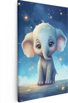 Artaza Canvas Schilderij Schattige Baby Olifant - 80x120 - Groot - Foto Op Canvas - Wanddecoratie Woonkamer