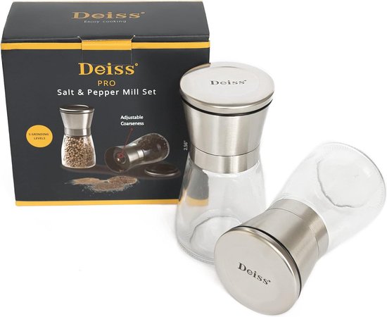 Lot De 2 Moulins à Sel Et à Poivre En Bois De Chêne Avec Rotteur Reglable En Ceramique Pour Votre Cuisine 20 3 Cm 77123781