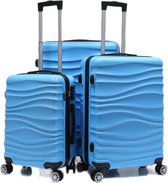 Kofferset Traveleo Babij - 3-delig - Complete Set - Koffer - Handbagage 35L + 65L en 90L Ruimbagage - ABS04 - LichtBlauw