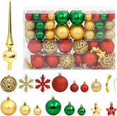 vidaXL - 112-delige - Kerstballenset - polystyreen - rood - groen - en - goudkleurig