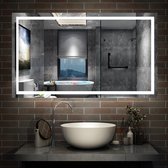 Miroir de salle de bain LED 80x160cm，rectangulaire，3 couleurs de lumière 2700-6500K, interrupteur tactile/mural, anti-condensation, blanc froid/blanc neutre/blanc chaud，lumière réglable, fonction mémoire de mise hors tension, IP44