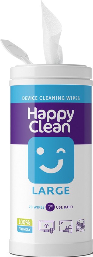 Foto: Happy clean reinigingsdoekjes 70 stuks voor tv scherm beeldscherm en whiteboard en grote devices