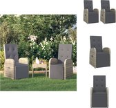 vidaXL verstelbare tuinstoelen - grijs - PE-rattan en gepoedercoat staal - 57x69x106 cm - verstelbare voetensteun en rugleuning - Tuinstoel