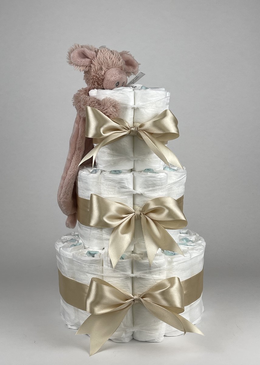 Goedkoopste Chouette-Chouette | Luiertaart Neutraal | Kraamcadeau | Geboorte Jongen Meisje | Babyshower | Tuttle Varken Perry Beige