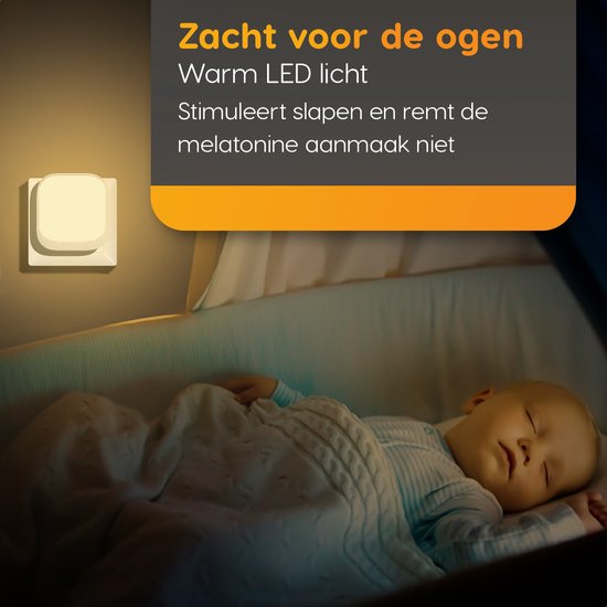 LUSQ® - Dimbare Babykamer Nachtlampjes - Warm Wit - 2 Stuks - Premium Set Wit - Incl. Stopcontactbeschermers van LUSQ® — afbeelding 3