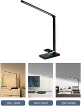 Bureaulamp Draadloze Smartphone Oplader | Bedlamp | Leeslamp | Nachtlamp | Ledlamp | LED Telefoon Oplader | ZwartDimbaar