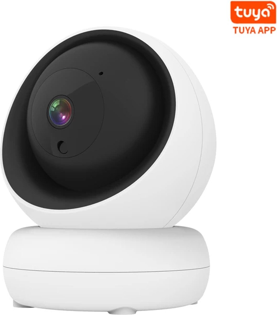 DrPhone IndoorView PTZ Beveiligingscamera Binnen – 1080P Full HD Camera – Draaibaar 355° & 80° – Nachtzicht – Bewegingsdetectie – Tweerichtingsaudio – Werkt met Tuya App, Alexa & Google Home – Wit
