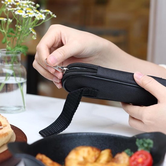 Cutlery Set 10 Pieces Stainless Steel Travel Cutlery Set, Black Camping Cutlery Bag for Travel, Outdoor Cutlery Set, Dishwasher Safe Knife, Fork and Spoon Set (Black) — afbeelding 3