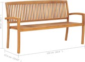 Banc de jardin en bois The Living Store - Teck - Empilable - Coussin crème