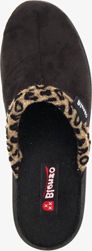 Pantoufles femme Blenzo noires avec détail léopard - Taille 42 - Pantoufles