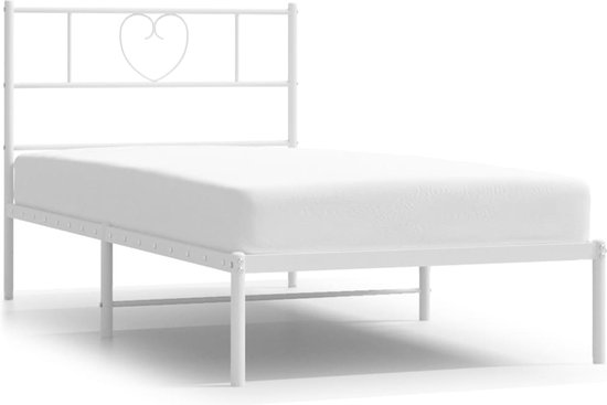 vidaXL-Bedframe-met-hoofdbord-metaal-wit-80x200-cm