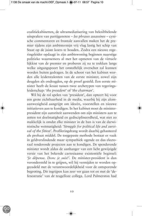 Pagina met tekst over politieke kabinetten, ultimatiseringspraktijken, en de rol van de minister-president. Pagina nummer 10.