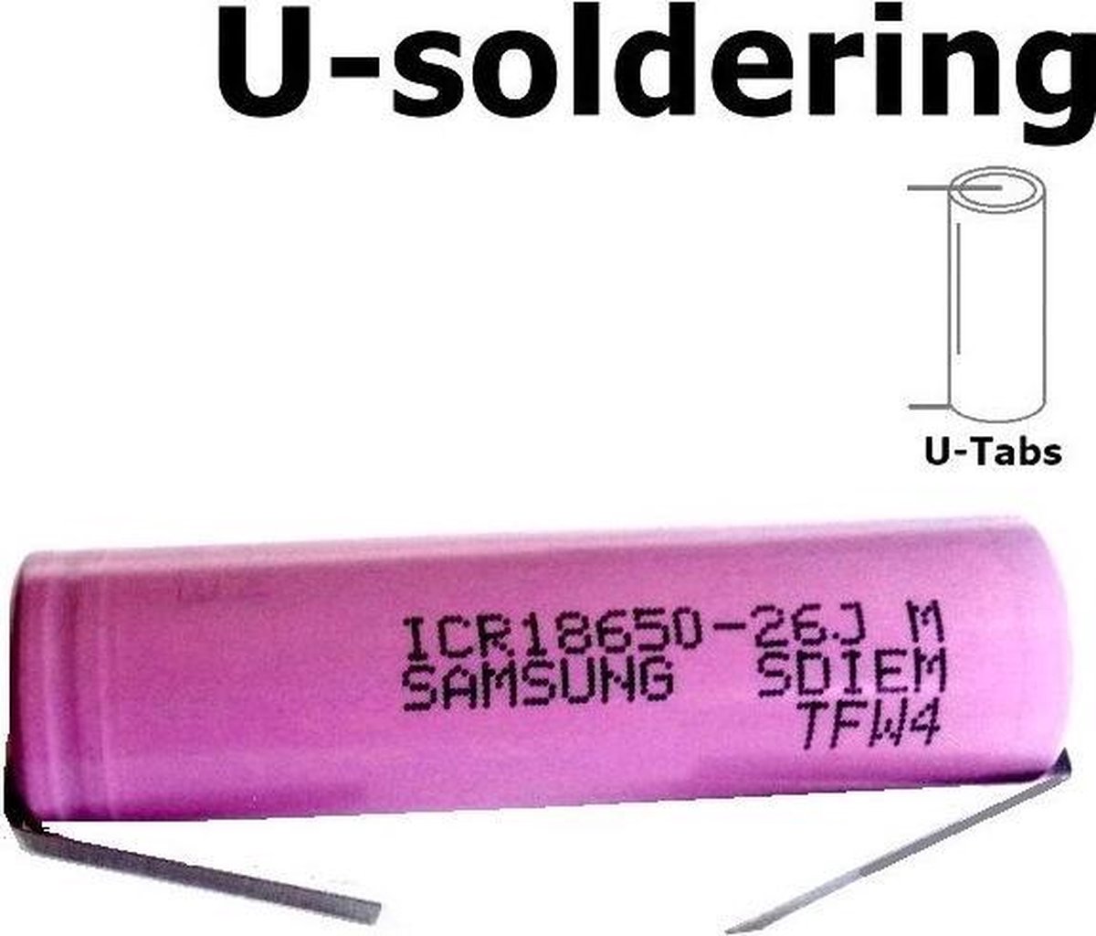 1 pièce - U-Solder Tab -18650 Samsung ICR18650-26J 5.2A | bol