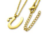Amanto Ketting Letter U Gold - 316L Staal - Alfabet - 16x14mm - 50cm