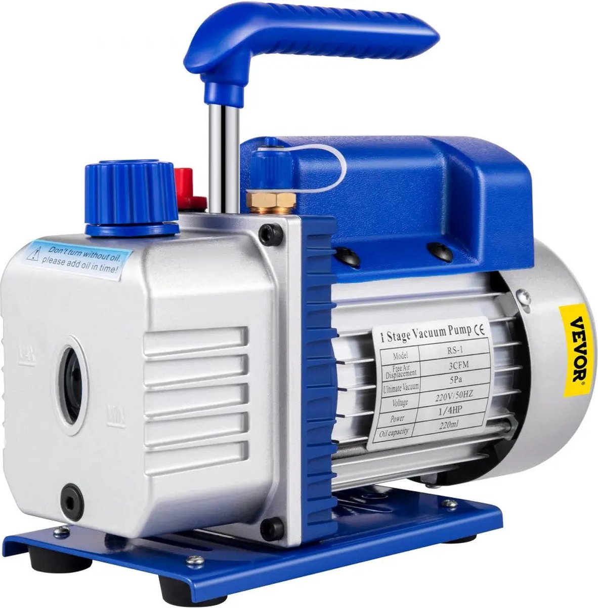 Vevor - Vacuümpomp - Koelmiddel Vacuümpomp - Koelmiddel Gereedschap - 3CFM - enkeltraps HVAC - voor huishoudelijke airco reiniging - Auto Reparatie Vacuümpomp - Blauw