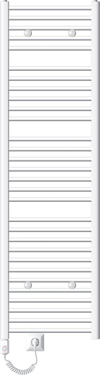 Elektrische badkamerradiator met verwarmingselement 1200W 500x1800 mm wit recht met zijaansluiting LuxeBath